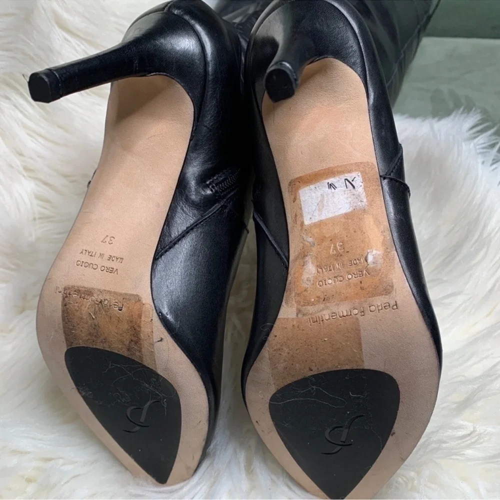 Perla Formentini Black Zucca Over-the-knee Leather
